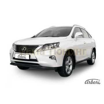 Защита передняя чёрная сталь двойная 57-57 мм Slitkoff для Lexus RX-270/350 2012-2015