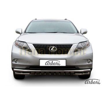 Защита передняя двойная с накладками 57-57 мм Slitkoff для Lexus RX-350 2009-2012 Защита передняя двойная с накладками 57-57 мм Slitkoff для Lexus RX-350 2009-2012