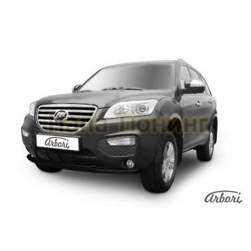 Защита передняя чёрная сталь двойная 60-60 мм Arbori для Lifan Х-60 2011-