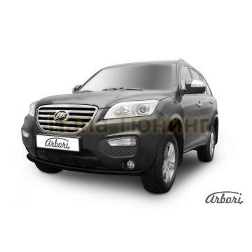 Защита переднего бампера чёрная сталь 60 мм Arbori для Lifan Х-60 2011-