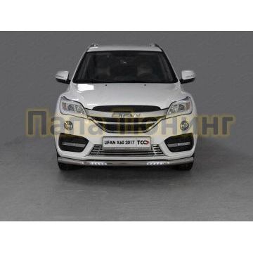 Защита переднего бампера с ДХО 60 мм ТСС для Lifan X60 2016-
