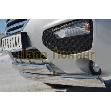 Защита передняя овальная двойная 75х42 мм РусСталь для Lifan X-60 2011-2016