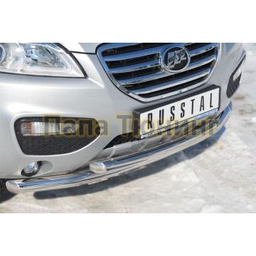 Защита передняя двойная d57-d57 РусСталь для Lifan X-60 2011-2016