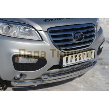 Защита передняя двойная d57-d57 дуга РусСталь для Lifan X-60 2011-2016