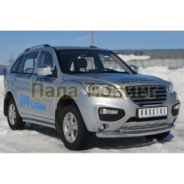 Защита передняя двойная d76-d42 РусСталь для Lifan X-60 2011-2016