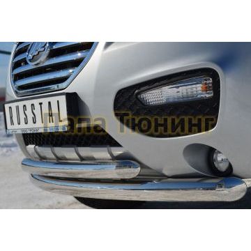 Защита передняя двойная d76-d57  РусСталь для Lifan X-60 2011-2016