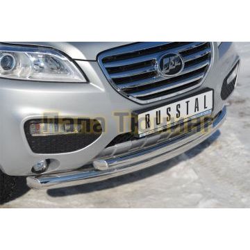 Защита передняя двойная d76-d57  РусСталь для Lifan X-60 2011-2016