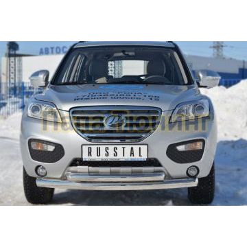 Защита передняя двойная d76-d57  РусСталь для Lifan X-60 2011-2016