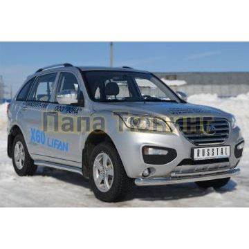 Защита передняя двойная d76-d42 РусСталь для Lifan X-60 2011-2016