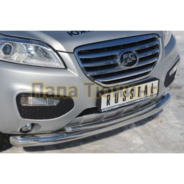 Защита передняя двойная d76-d42 РусСталь для Lifan X-60 2011-2016