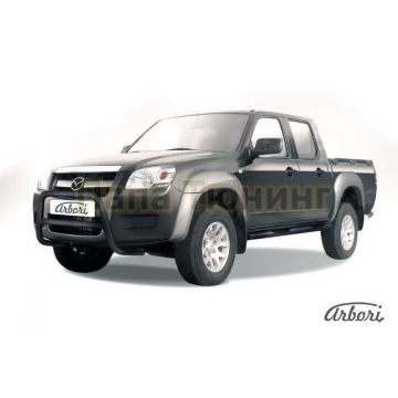 Кенгурин чёрная сталь низкий 57 мм Slitkoff для Mazda BT-50 2006-2011