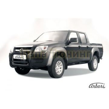 Кенгурин чёрная сталь низкий 76 мм Slitkoff для Mazda BT-50 2006-2011