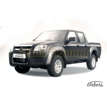 Кенгурин чёрная сталь низкий мини 76 мм Slitkoff для Mazda BT-50 2006-2011