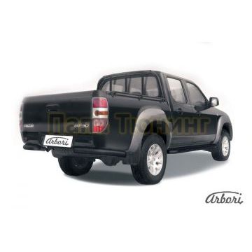 Защита заднего бампера чёрная сталь 76 мм Slitkoff для Mazda BT-50 2006-2011