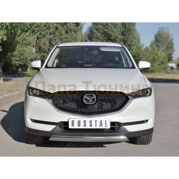 Защита передняя овальная 75х42 мм РусСталь для Mazda CX-5 2017-