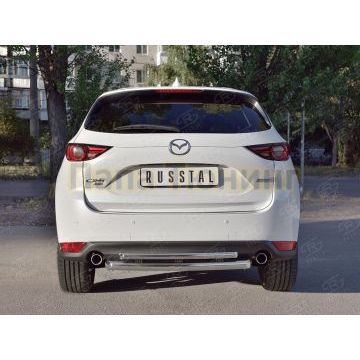 Защита заднего бампера двойная с декором d57-d42 РусСталь для Mazda CX-5 2017-