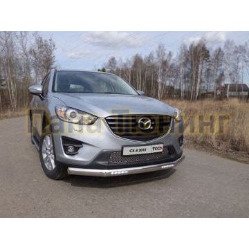 Защита передняя овальная с ДХО 75х42 мм ТСС для Mazda CX-5 2015-2017