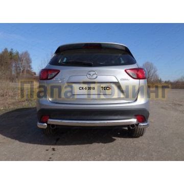 Защита заднего бампера овальная длинная 75х42 мм ТСС для Mazda CX-5 2015-2017