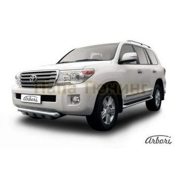 Защита передняя короткая с накладками 76 мм Slitkoff для Toyota Land Cruiser 200 2012- Защита передняя короткая с накладками 76 мм Slitkoff для Toyota Land Cruiser 200 2012-