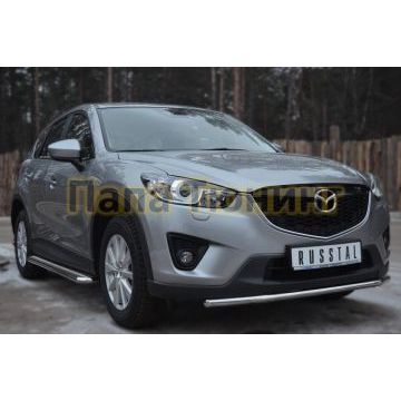 Защита переднего бампера d42 РусСталь для Mazda CX-5 2011-2015