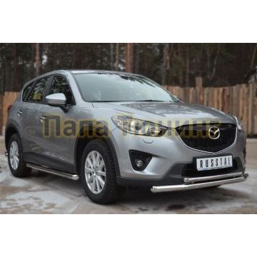 Защита передняя двойная d57-d42 РусСталь для Mazda CX-5 2011-2015
