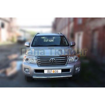 Защита передняя овальная 75х42 мм ALFeco для Toyota Land Cruiser 200 2012-