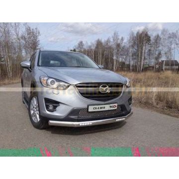 Защита передняя овальная с ДХО 75х42 мм ТСС для Mazda CX-5 2011-2015
