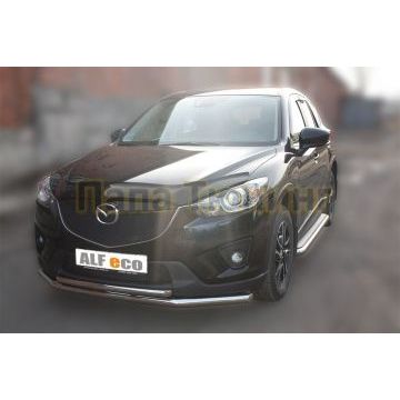 Защита передняя двойная 60-42 мм ALFeco для Mazda CX-5 2011-2015