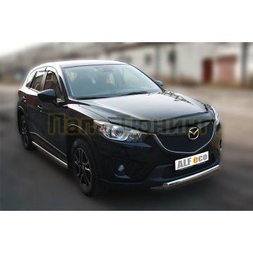 Защита передняя овальная 75х42 мм ALFeco для Mazda CX-5 2011-2015