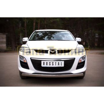 Защита передняя овальная 75х42 мм РусСталь для Mazda CX-7 2010-2013