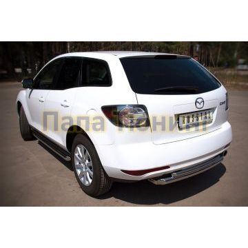 Защита заднего бампера двойная d57-d42 РусСталь для Mazda CX-7 2010-2013