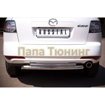 Защита заднего бампера двойная d57-d42 РусСталь для Mazda CX-7 2010-2013