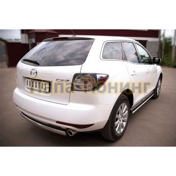 Защита заднего бампера овальная 75х42 мм РусСталь для Mazda CX-7 2010-2013