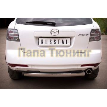 Защита заднего бампера овальная 75х42 мм РусСталь для Mazda CX-7 2010-2013