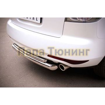 Защита заднего бампера двойная d76-d42 РусСталь для Mazda CX-7 2010-2013