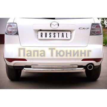 Защита заднего бампера двойная d76-d42 РусСталь для Mazda CX-7 2010-2013