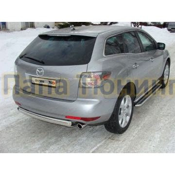 Защита заднего бампера овальная овальная 75х42 мм ТСС для Mazda CX-7 2010-2013