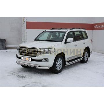 Защита передняя двойная Shark 76-76 мм ALFeco для Toyota Land Cruiser 200 2012-