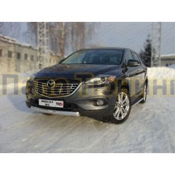 Защита заднего бампера овальная 75х42 мм ТСС для Mazda CX-9 2012-2016