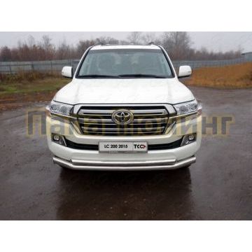 Защита переднего бампера двойная 76-50 мм ТСС для Toyota Land Cruiser 200 2015- Защита переднего бампера двойная 76-50 мм ТСС для Toyota Land Cruiser 200 2015-