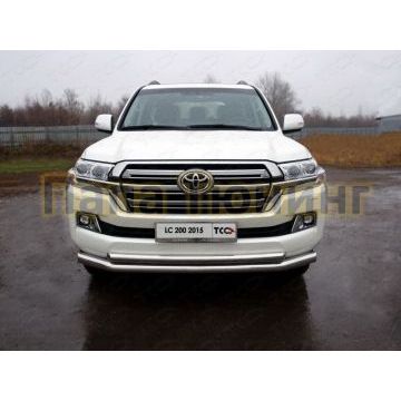 Защита переднего бампера двойная 76-60 мм ТСС для Toyota Land Cruiser 200 2015- Защита переднего бампера двойная 76-60 мм ТСС для Toyota Land Cruiser 200 2015-