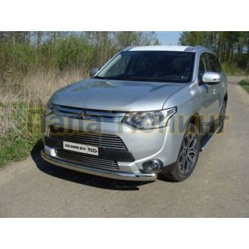 Защита передняя овальная 75х42 мм ТСС для Mitsubishi Outlander 2014-2015 Защита передняя овальная 75х42 мм ТСС для Mitsubishi Outlander 2014-2015