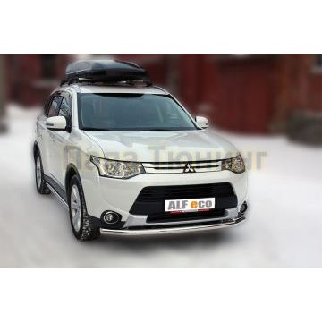 Защита переднего бампера 60 мм ALFeco для Mitsubishi Outlander 2014-2015