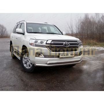Защита переднего бампера двойная 76-75 мм ТСС для Toyota Land Cruiser 200 2015- Защита переднего бампера двойная 76-75 мм ТСС для Toyota Land Cruiser 200 2015-