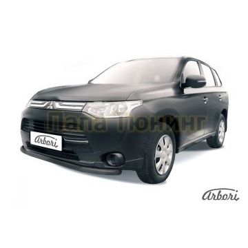 Защита переднего бампера чёрная сталь 57 мм Slitkoff для Mitsubishi Outlander 2014-2015 Защита переднего бампера чёрная сталь 57 мм Slitkoff для Mitsubishi Outlander 2014-2015