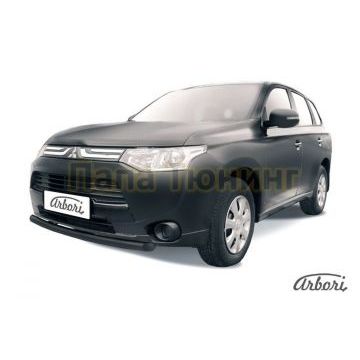 Защита передняя чёрная сталь короткая 57 мм Slitkoff для Mitsubishi Outlander 2014-2015 Защита передняя чёрная сталь короткая 57 мм Slitkoff для Mitsubishi Outlander 2014-2015