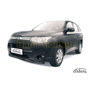 Защита передняя чёрная сталь волна 57 мм Slitkoff для Mitsubishi Outlander 2014-2015 Защита передняя чёрная сталь волна 57 мм Slitkoff для Mitsubishi Outlander 2014-2015