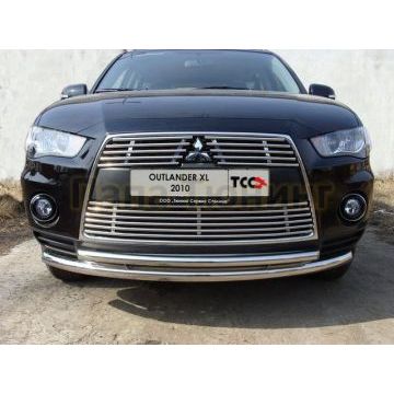 Защита передняя двойная 60-42 мм ТСС для Mitsubishi Outlander 2010-2012