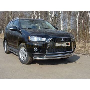 Защита передняя двойная 60-42 мм ТСС для Mitsubishi Outlander 2010-2012