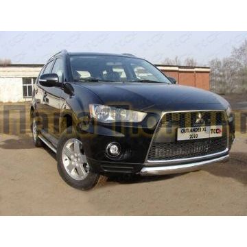 Защита передняя овальная 75х42 мм ТСС для Mitsubishi Outlander 2010-2012 Защита передняя овальная 75х42 мм ТСС для Mitsubishi Outlander 2010-2012